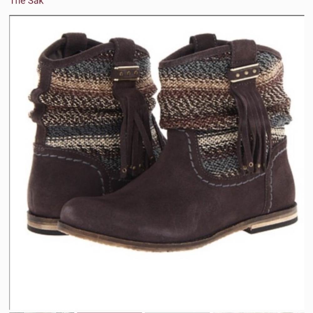 THE SAK SLOUCHY KNITTED FRINGE BOOT SZ 6